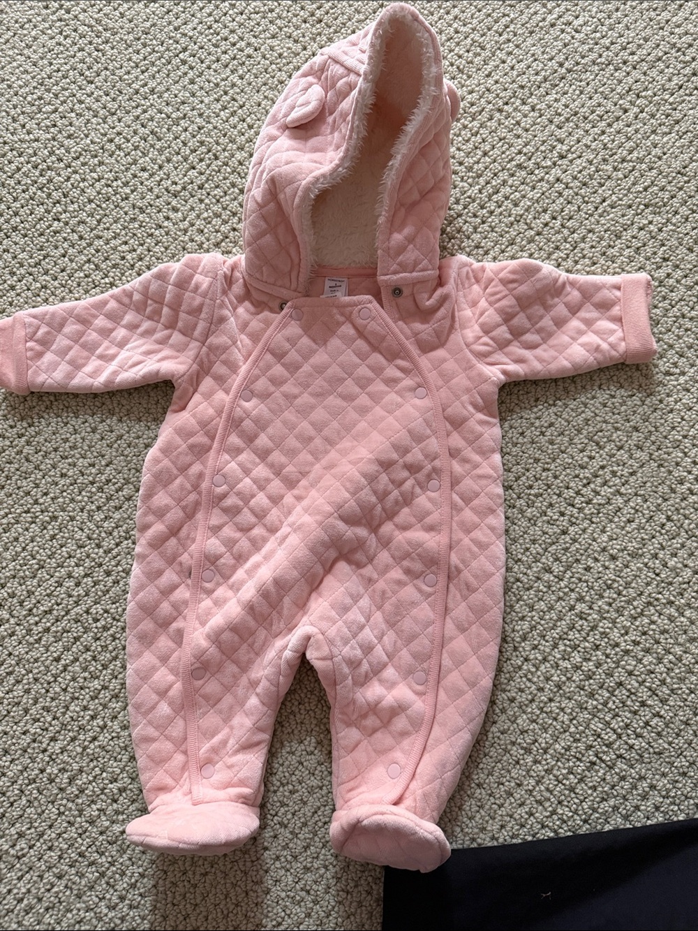 Nordstrom Pink Quilted Hooded Baby Puffer One-Piece